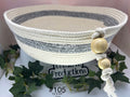 Rope basket with fabric trim
