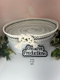 Rope basket with blue decorative trim