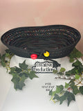 Black rope basket with multicolored trim