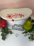 Rope basket with embroidered design insert