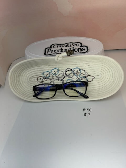 Peeper Keeper with embroidered design of eyeglasses.