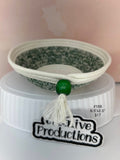 Rope basket green tones fabric insert.